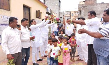 शाळेचा पहिला दिवस,गोपाळपूर येथे विद्यार्थ्यांचे ग्रामस्थांकडून जल्लोषात स्वागत