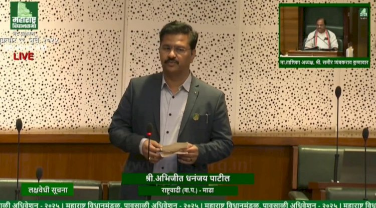 सीना-माढा उपसा सिंचन योजना पाणी प्रश्नावर आमदार अभिजीत पाटील यांनी विधानसभेत लक्षवेधी मांडली